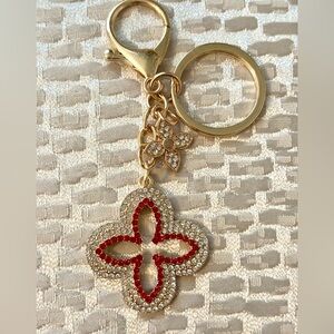 NEW Elegant Gold and Red Keychain Accessory